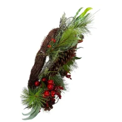 Kurt Adler Wreaths* 20-Inch Wreath With Red Berries, Leaves And Pinecones