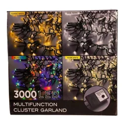 Kurt Adler Lawn And Outdoor Decor* 3000-Light 98-Foot Cluster Garland With Multi-Color Led Lights