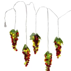 Kurt Adler Lawn And Outdoor Decor* 100-Light Green And Burgundy Led Grape Light Set With 5 Grape Bunches