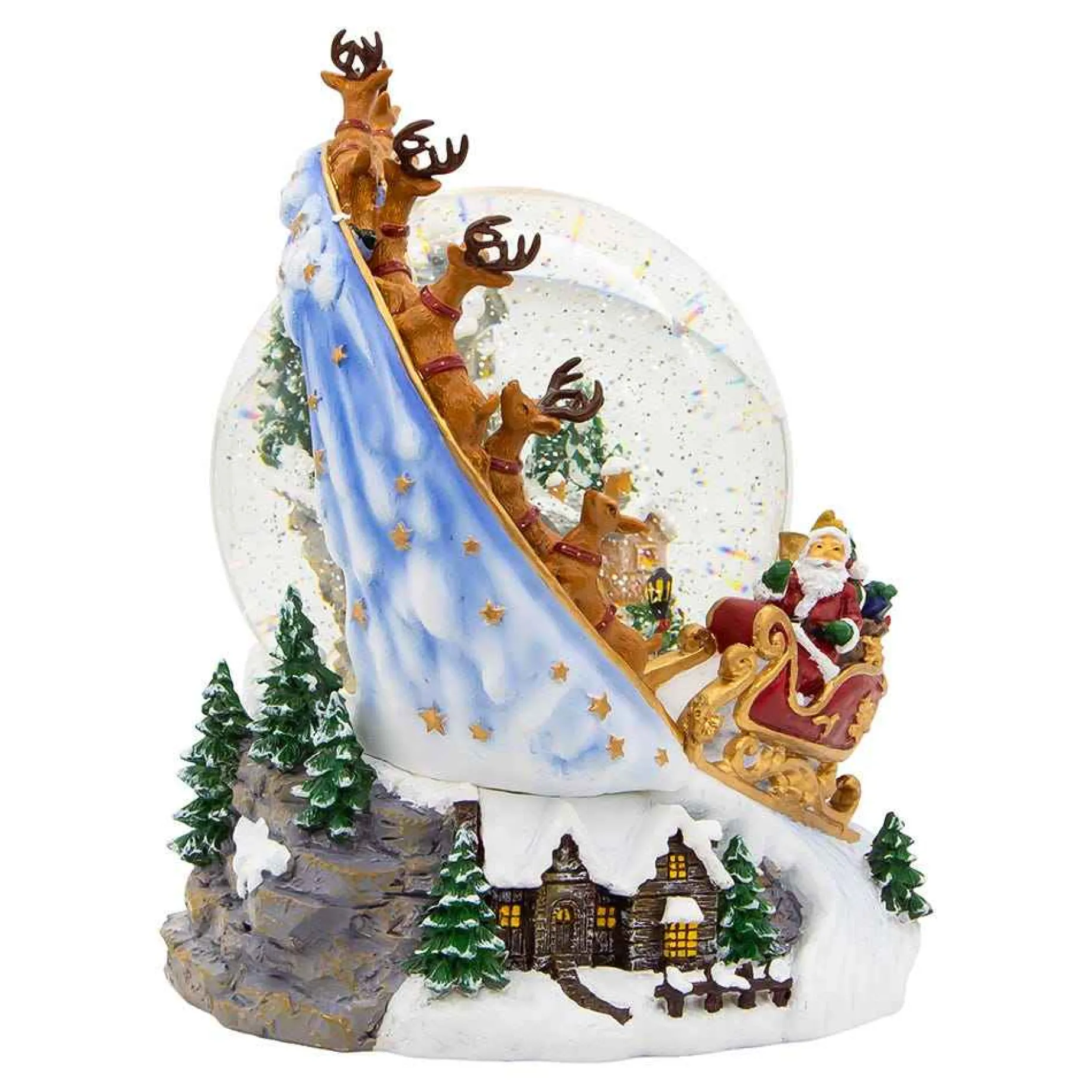 Kurt Adler Tabletop Items* 120Mm Battery-Operated Musical Santa And Sled Waterglobe