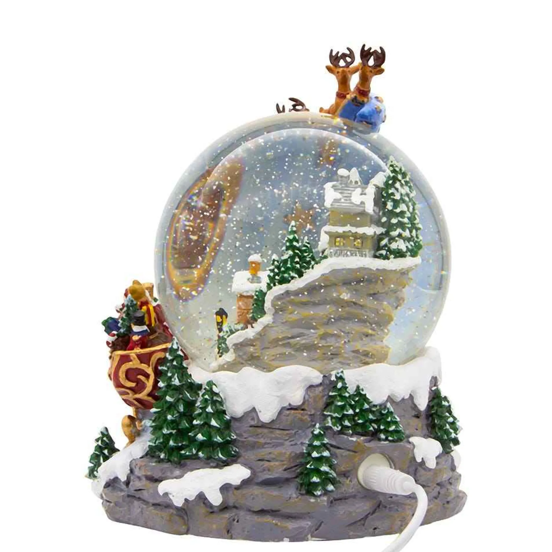 Kurt Adler Tabletop Items* 120Mm Battery-Operated Musical Santa And Sled Waterglobe