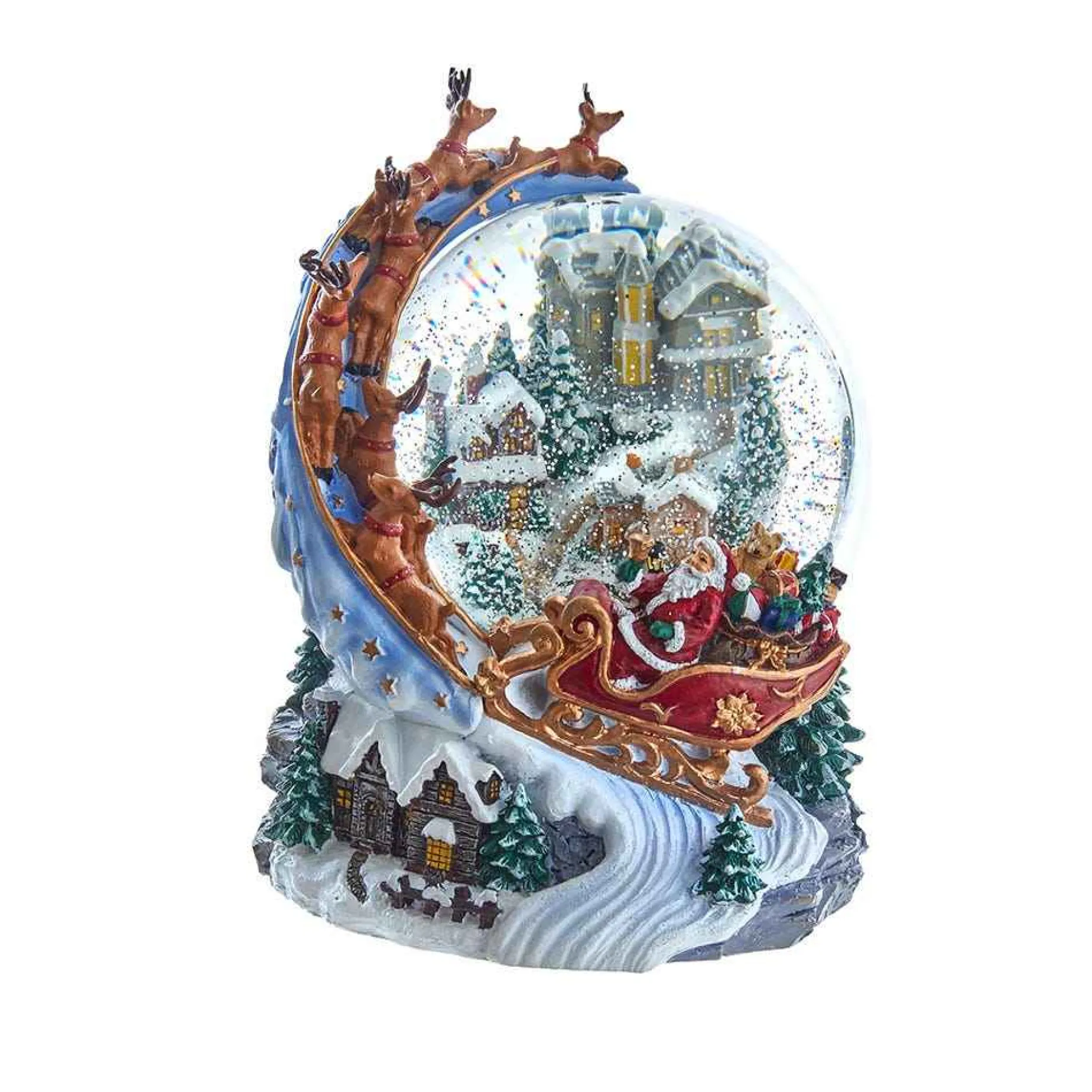 Kurt Adler Tabletop Items* 120Mm Battery-Operated Musical Santa And Sled Waterglobe