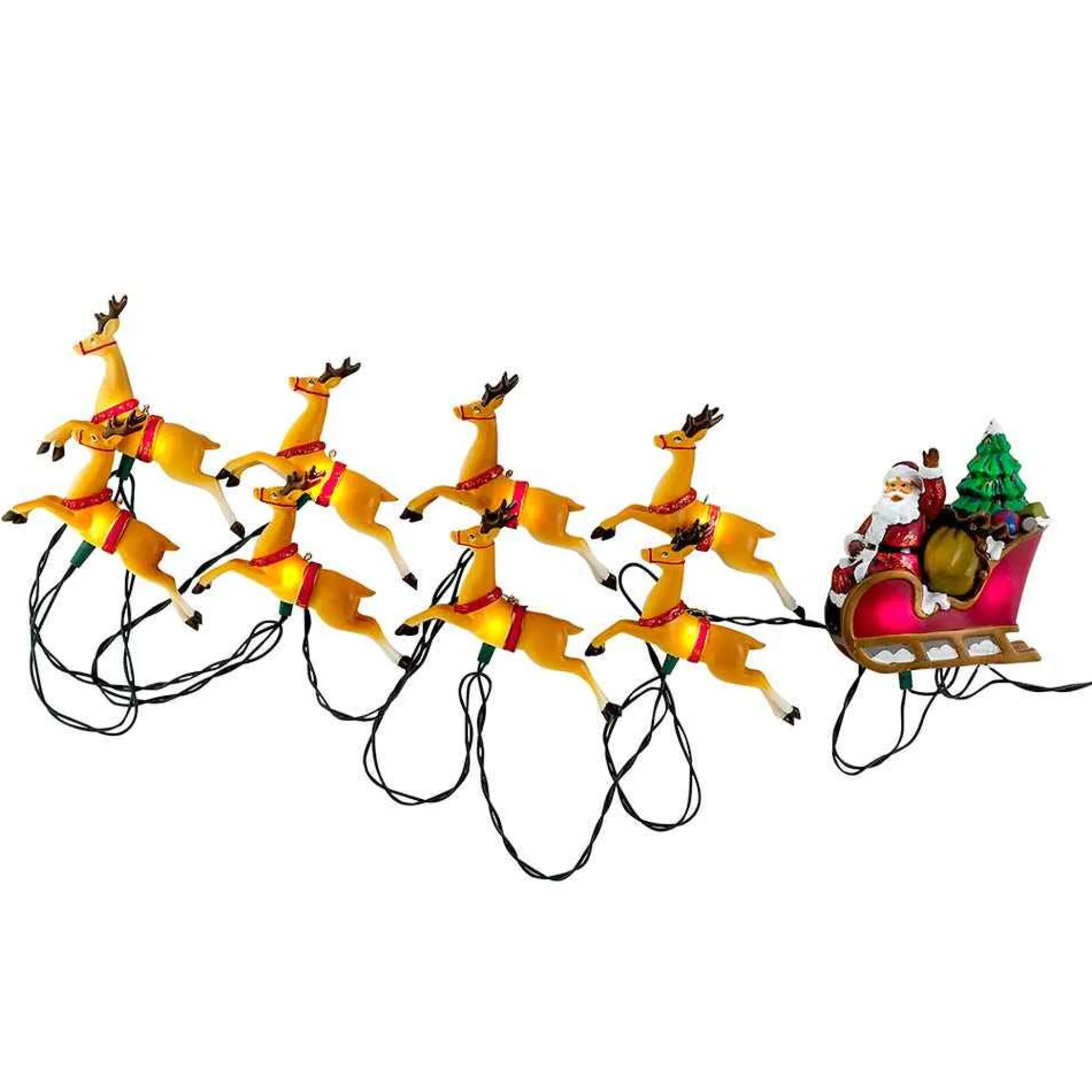 Kurt Adler Lawn And Outdoor Decor* Ul 10-Light Santa Sleigh And Eight Reindeer Light Set