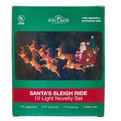 Kurt Adler Lawn And Outdoor Decor* Ul 10-Light Santa Sleigh And Eight Reindeer Light Set