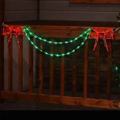 Brite Ideas Lawn And Outdoor Decor*Led Bow With Garland End Piece (Red/Green) #Led-Ban54