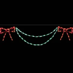 Brite Ideas Lawn And Outdoor Decor*Led Bow With Garland End Piece (Red/Green) #Led-Ban54