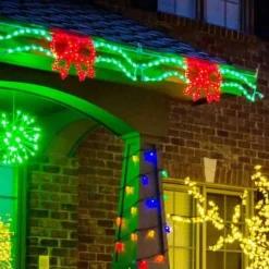 Brite Ideas Lawn And Outdoor Decor*Led Bow/Ribbon Linkable Red/Green #Led-Br44Rg