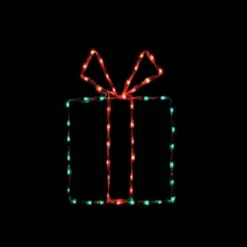 Brite Ideas Lawn And Outdoor Decor*Led Gift Box- Green Box With Red Bow #Led-Gb22Gb/Rb *Set Of 2*