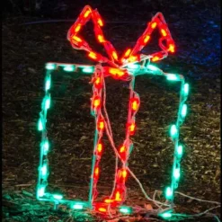 Brite Ideas Lawn And Outdoor Decor*Led Gift Box- Green Box With Red Bow #Led-Gb22Gb/Rb *Set Of 2*