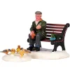 Lemax Village Collection Figurines*Lemax Feeding Pigeons, Set Of 2 #42905