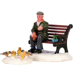 Lemax Village Collection Figurines*Lemax Feeding Pigeons, Set Of 2 #42905