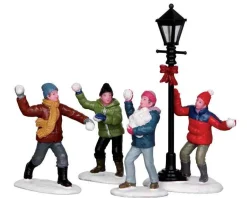 Lemax Village Collection Figurines*Lemax Snowball Fight, Set Of 4 #32133