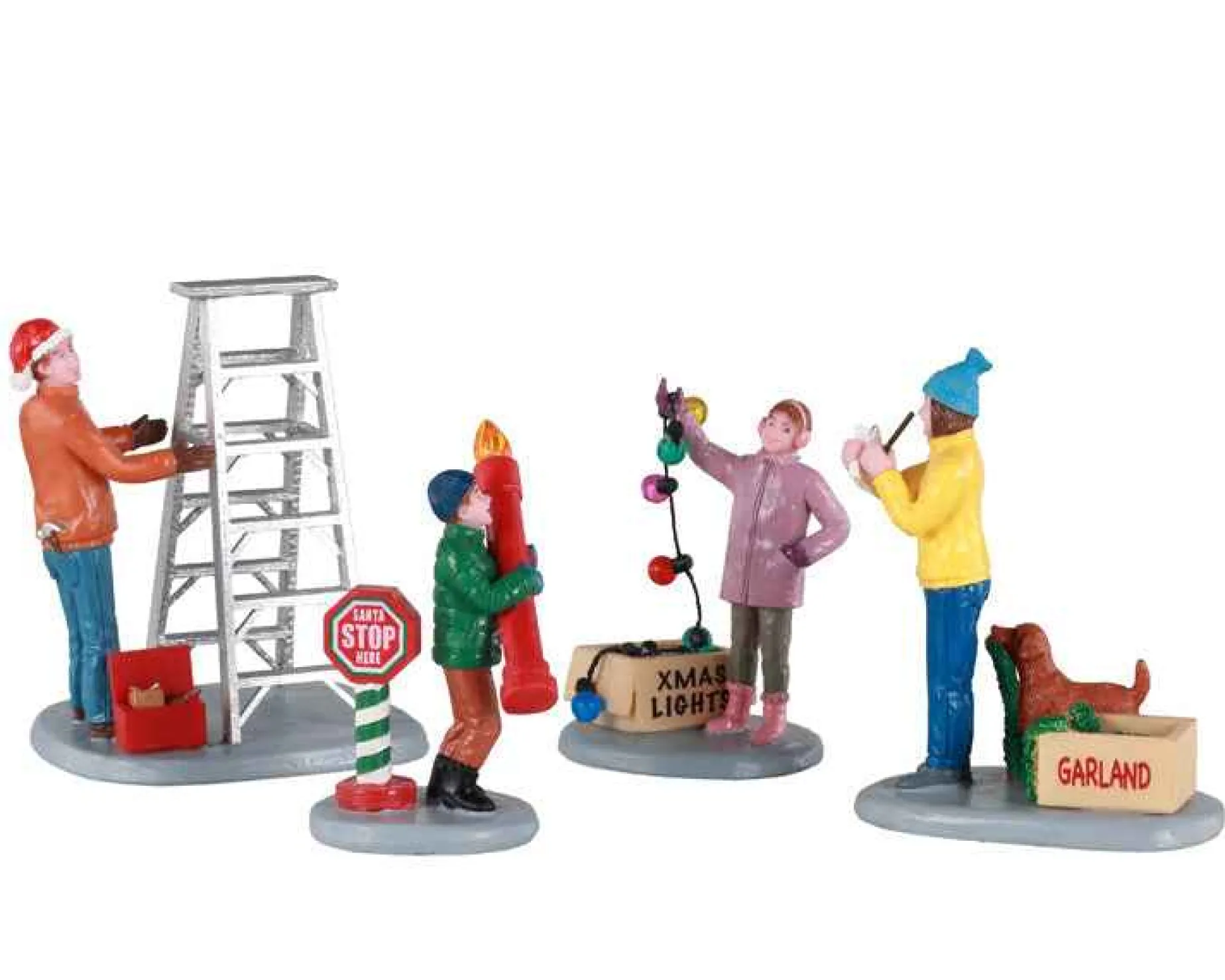 Lemax Village Collection Figurines* Getting Ready To Decorate, Set Of 4 Figurine #12030