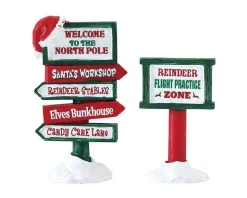 Lemax Village Collection Accessories* North Pole Signs, Set Of 2 #74325
