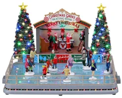 Lemax Village Collection Animated* Christmas Grove Skating Rink, With 4.5V Adaptor #14870