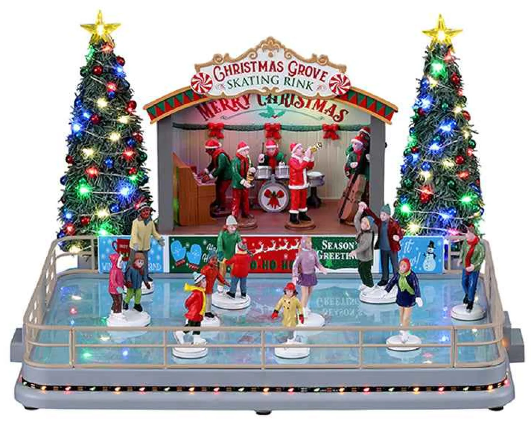 Lemax Village Collection Animated* Christmas Grove Skating Rink, With 4.5V Adaptor #14870