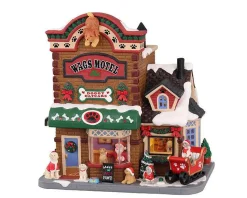 Lemax Village Collection Lighted Buildings* Wags Motel & Doggy Daycare Meet Santa Paws #15800