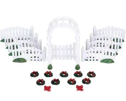 Lemax Village Collection Accessories* Plastic Arbor & Picket Fences With Decorations, Set Of 20 #04233