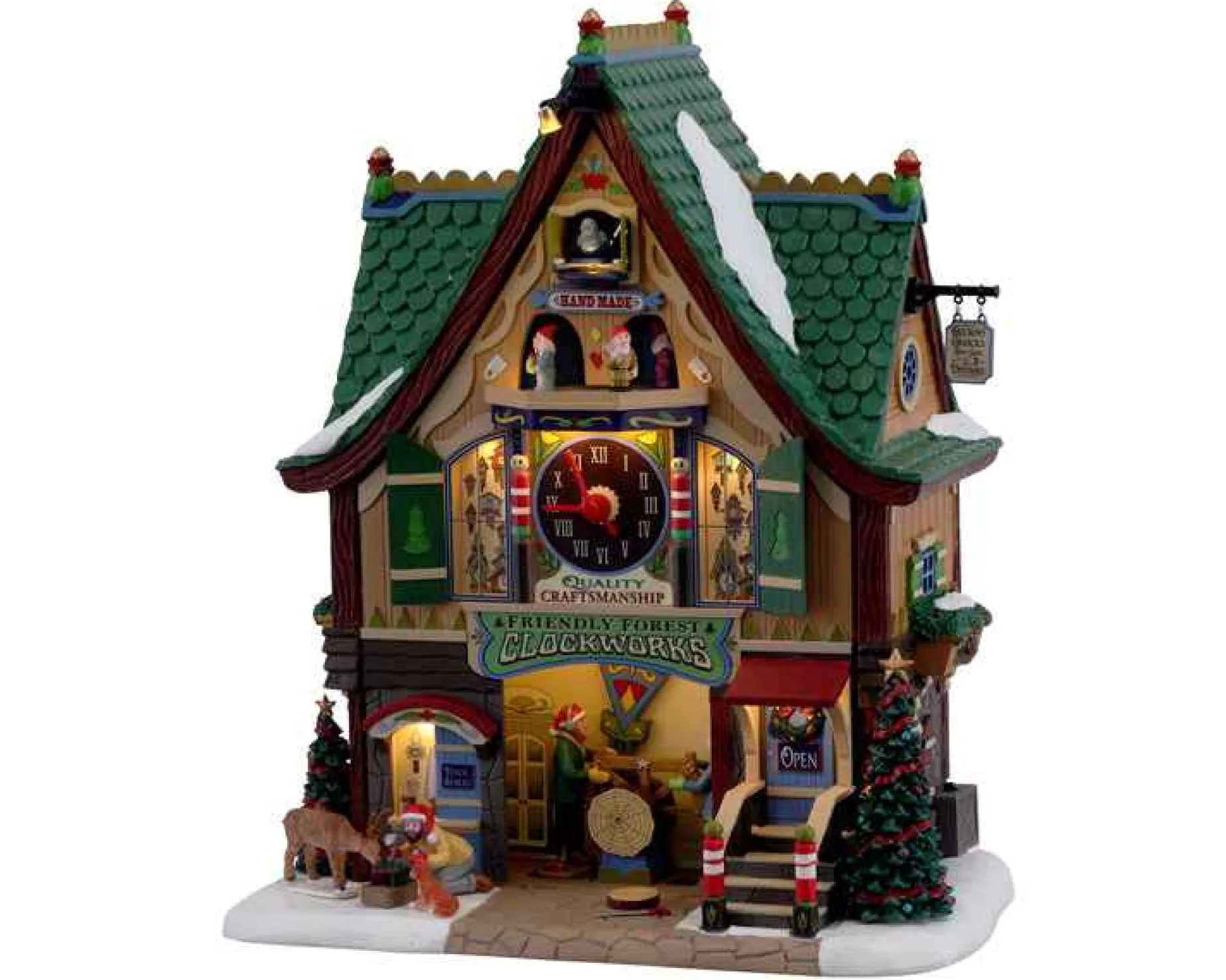 Lemax Village Collection Animated* Friendly Forest Clockworks, With 4.5V Adpator #15734