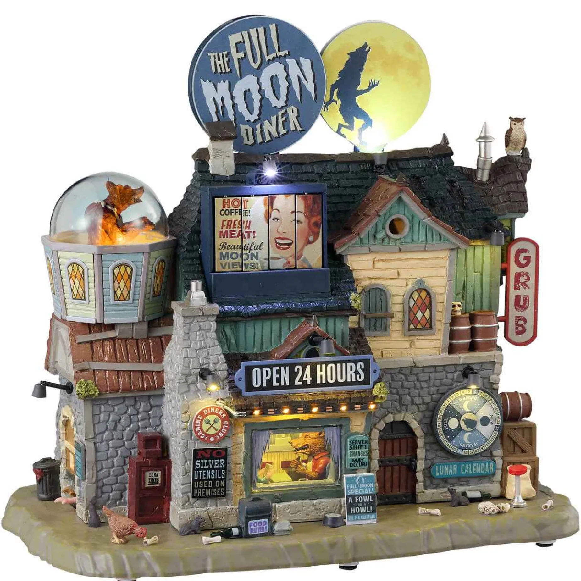 Lemax Village Collection New For 2023* The Full Moon Diner, With 4.5V Adaptor #35012