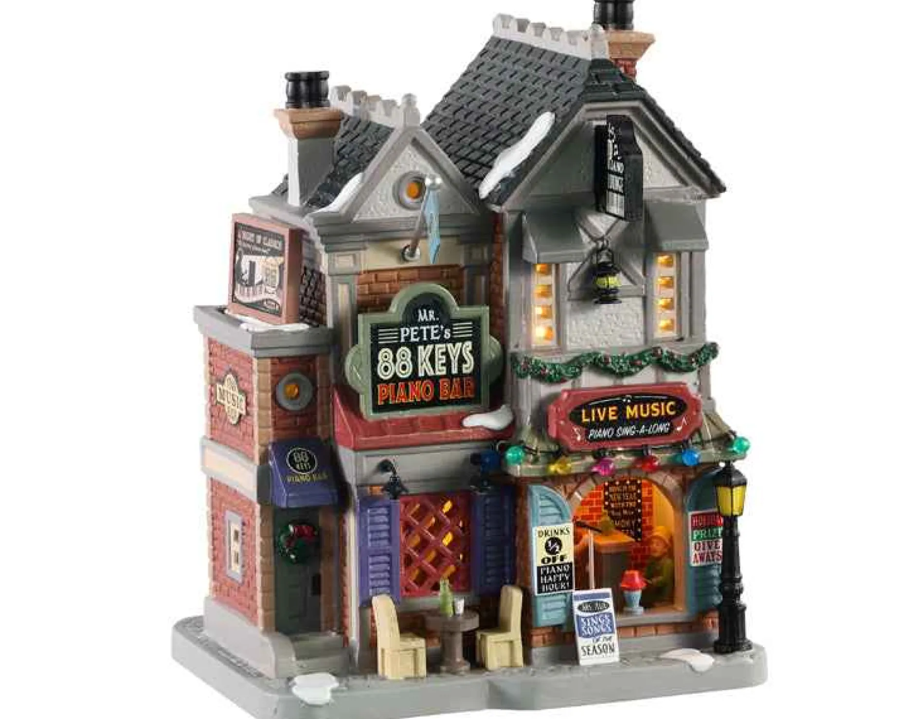 Lemax Village Collection Lighted Buildings* Mr. Pete's 88 Keys Piano Bar #05659