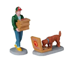 Lemax Village Collection Figurines* Top Pizza Delivery, Set Of 2 #22113