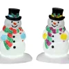 Lemax Village Collection Lighted Accessories* Holly Hat Snowman, Set Of 2, B/O (4.5V) #24965