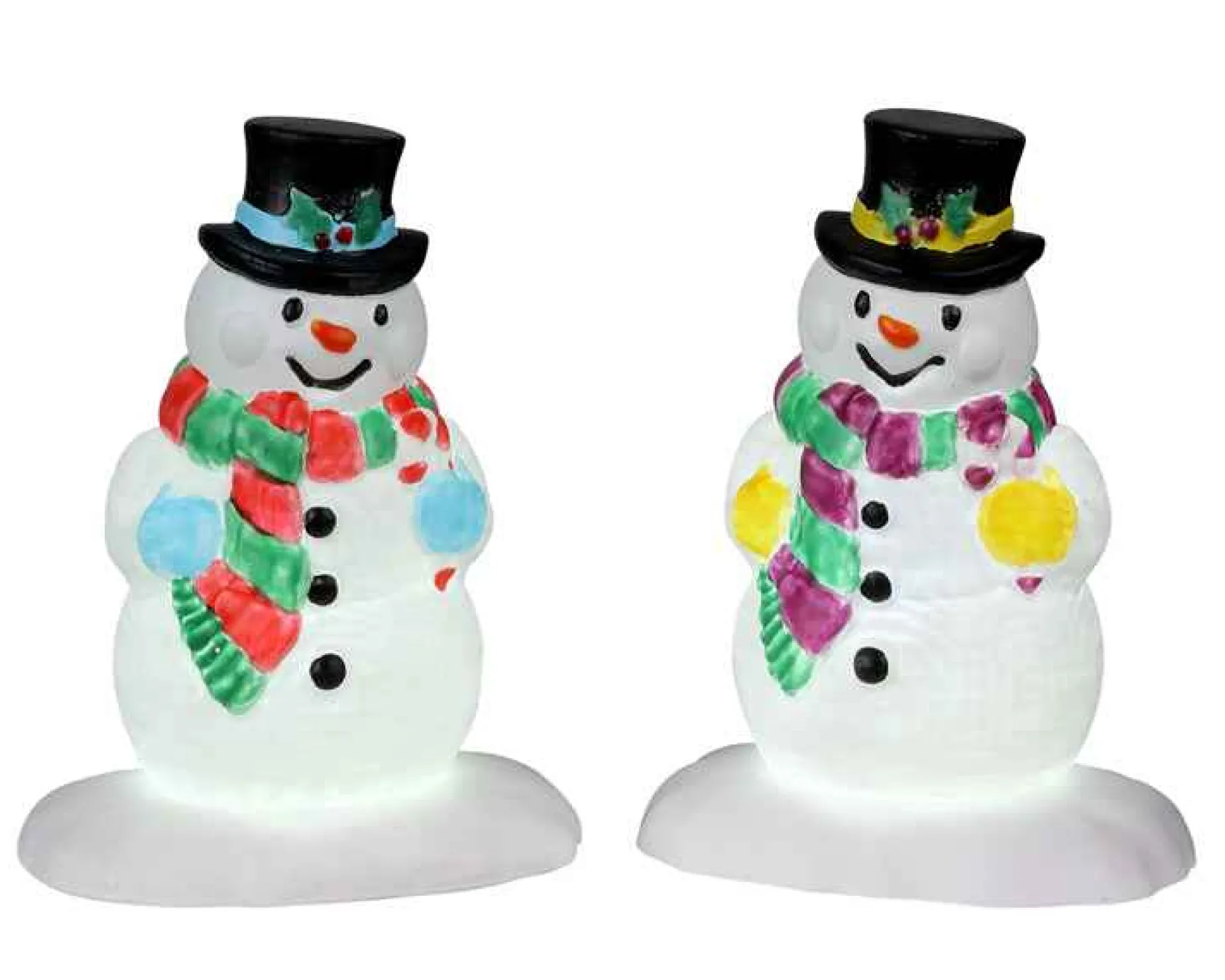 Lemax Village Collection Lighted Accessories* Holly Hat Snowman, Set Of 2, B/O (4.5V) #24965