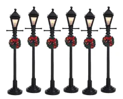 Lemax Village Collection Figurines* Gas Lantern Street Lamp, Set Of 6, B/O #64499