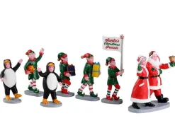 Lemax Village Collection Table Accents* Santa's Elf Parade, Set Of 7 #23592