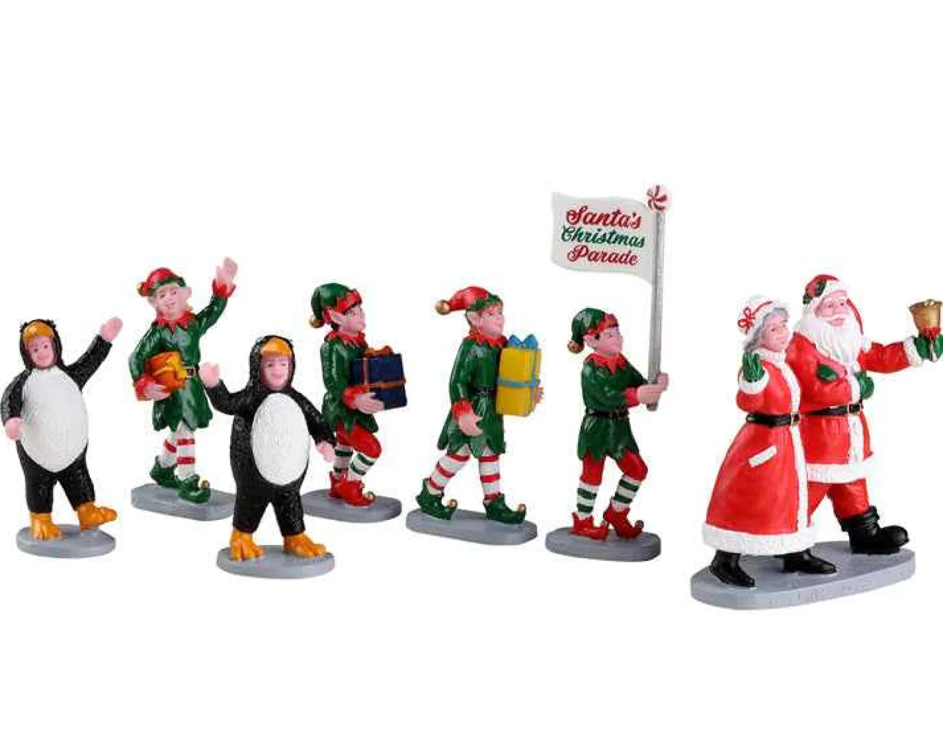 Lemax Village Collection Table Accents* Santa's Elf Parade, Set Of 7 #23592