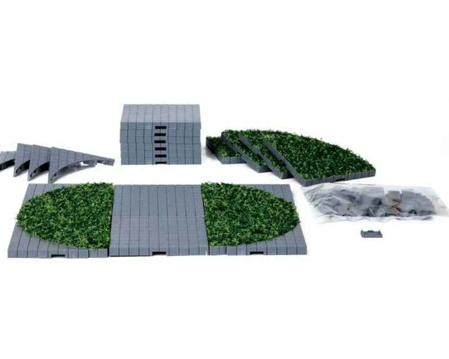 Lemax Village Collection Trees & Landscapes* Plaza System (Grey, Round Grass) - 24 Pcs #64108