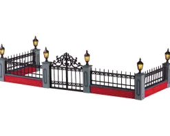 Lemax Village Collection Lighted Accessories* Lighted Wrought Iron Fence, Set Of 5, B/O Lighted Accessory #54303