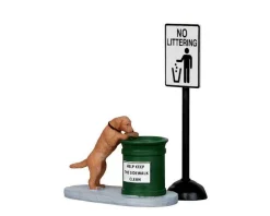 Lemax Village Collection Accessories* No Littering, Set Of 2 #14364