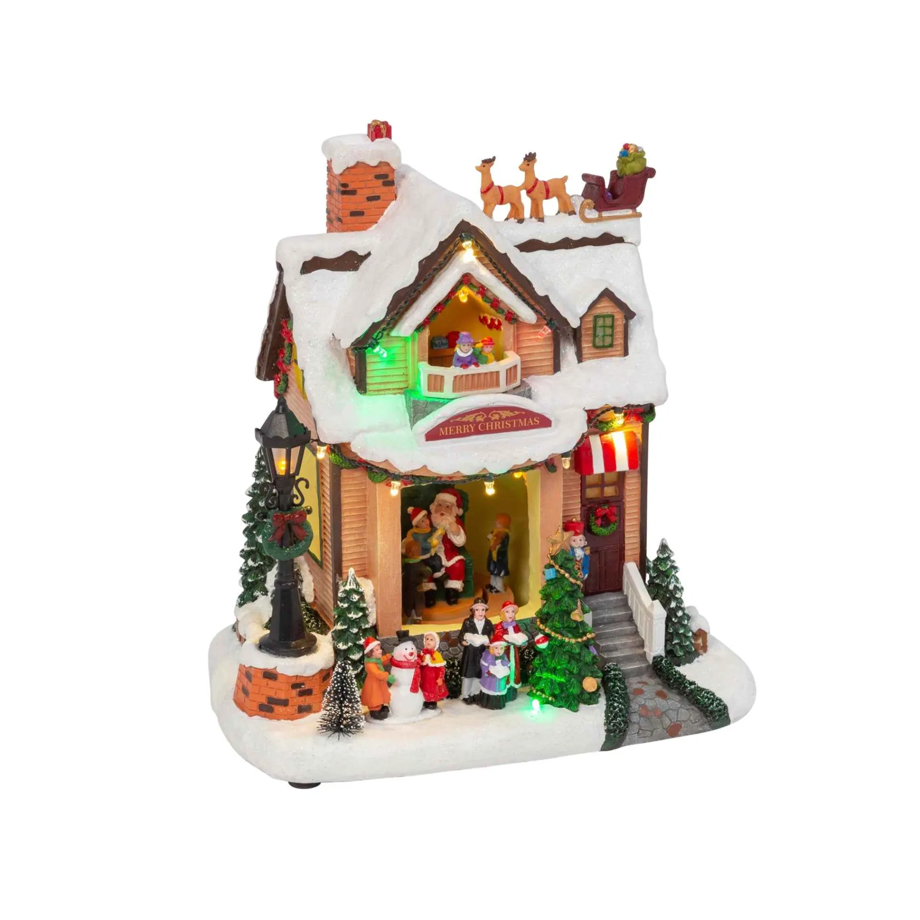 Gerson International Village Scenes*Lighted Musical Christmas Holiday House With Moving Scene