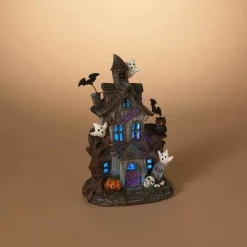 Gerson International Tabletop Pieces*Lighted Spooky Haunted Halloween House, Battery Operated