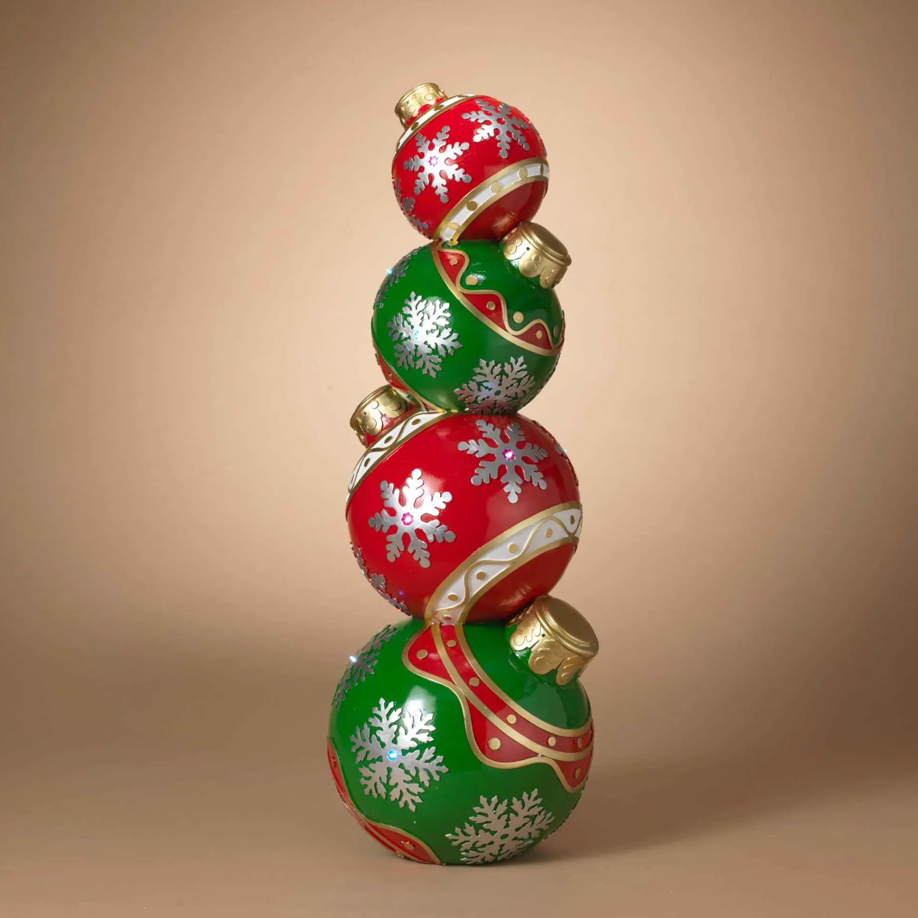 Gerson International Tabletop Items*Lighted Stack Of Red And Green Christmas Ornaments