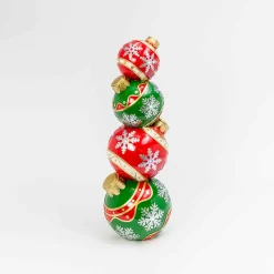 Gerson International Tabletop Items*Lighted Stack Of Red And Green Christmas Ornaments