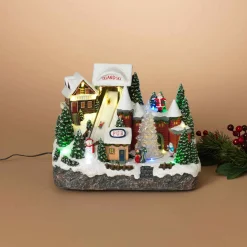 Gerson International Village Scenes*Musical Christmas Holiday Lighted Ski Village With Moving Figures