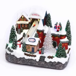 Gerson International Village Scenes*Musical Christmas Holiday Lighted Ski Village With Moving Figures