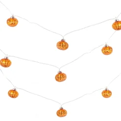 Gerson International Novelty Lights*Orange Glass Fall Pumpkin Fairy Light String, Halloween Decor