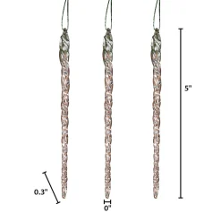 Gerson International Ornaments*20-Pack, Real Spun Glass Hanging Icicle Ornaments (Set Of 3, 60Pc Total)