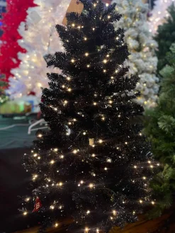 Puleo International Pre-Lit Trees* 4.5Ft Evergreen Spruce Shiny Black Tree #114-Esbk-45Lwf3K250