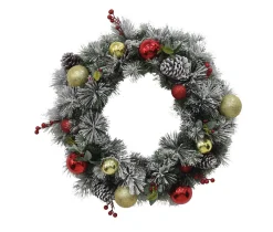 Puleo International Wreaths* 48In Pre-Lit Fairfield Flocked And Decorated Wreath With Clear Lights #114-Fgf1-48Wc3