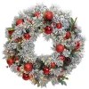 Puleo International Wreaths* 30In Pre-Lit Fairfield Flocked And Decorated Wreath With Clear Lights #114-Fgf-30Wc1