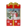 Arys Imports Waterglobes & Lanterns*Red And Gold Square Gift Box With Led Warm White Light Up Snowman Family Scene Spinning Glitter Waterglobe