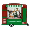 Arys Imports Waterglobes & Lanterns*Red And Green Christmas Trailer With Led Warm White Light Up Santa Sleigh Scene Spinning Glitter Waterglobe