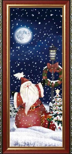 Arys Imports Snow Machines*Red Frame Snowing Wall Plaque With Santa