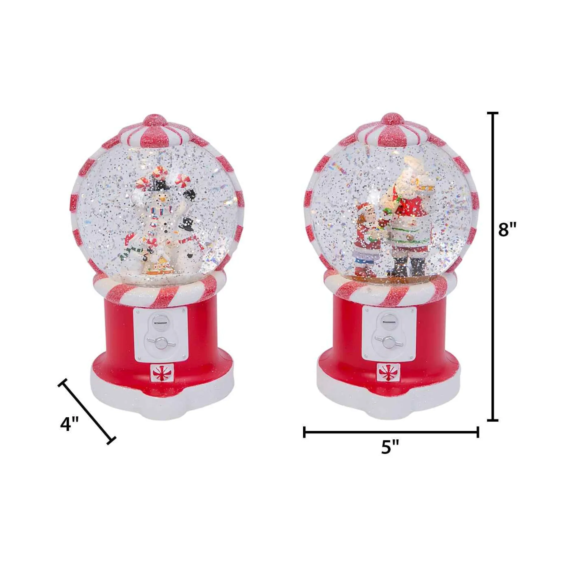 Gerson International Tabletop Items*Retro Christmas Holiday Water Globes, Lighted With Timer