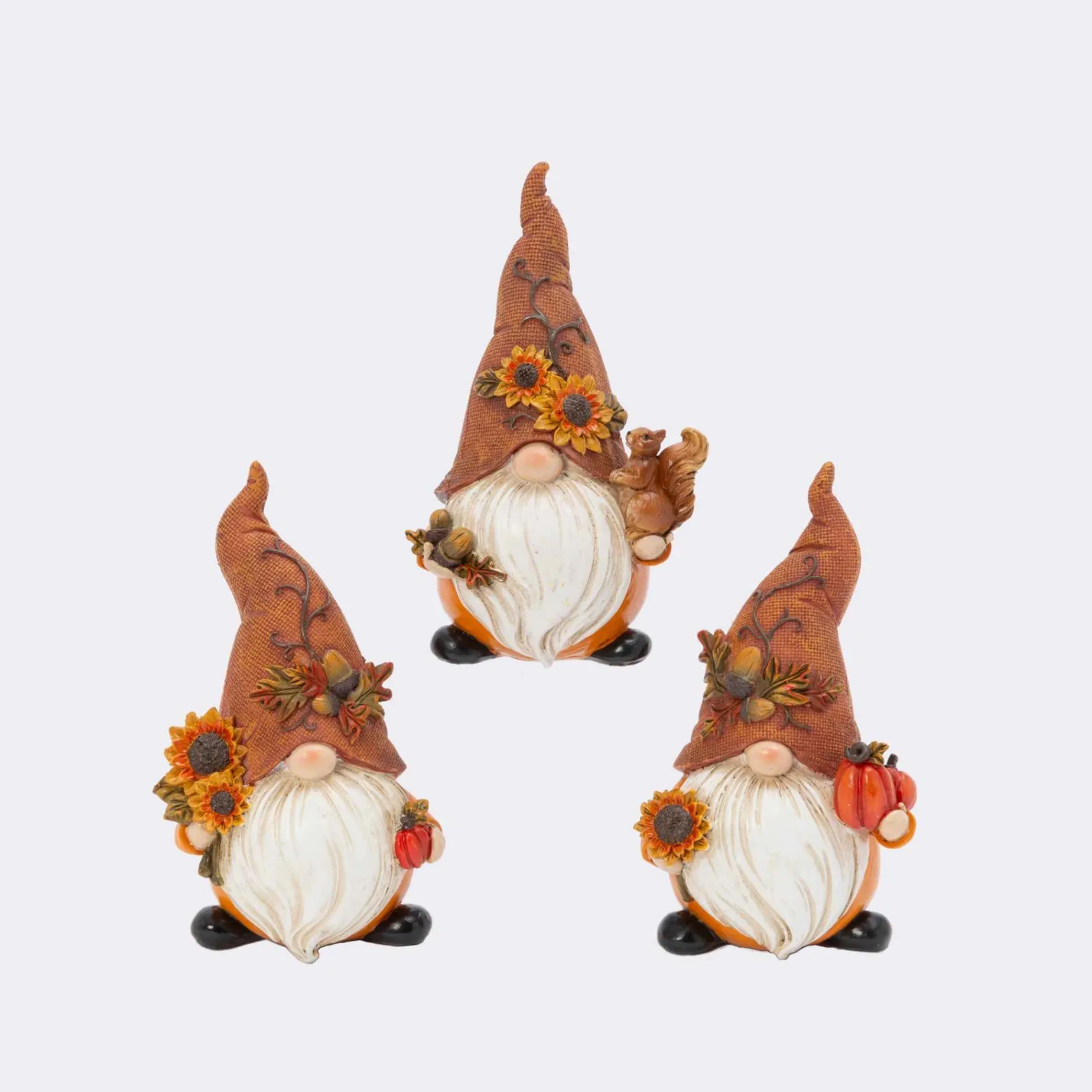 Gerson International Tabletop Pieces*Set Of 3 Autumn Sunflower Harvest Gnome Figurines